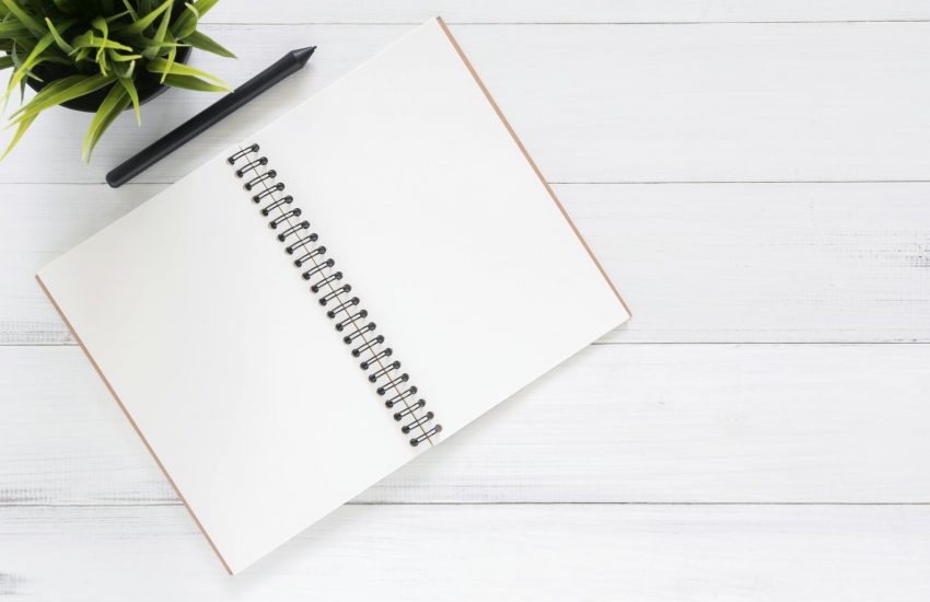 white blank notebook